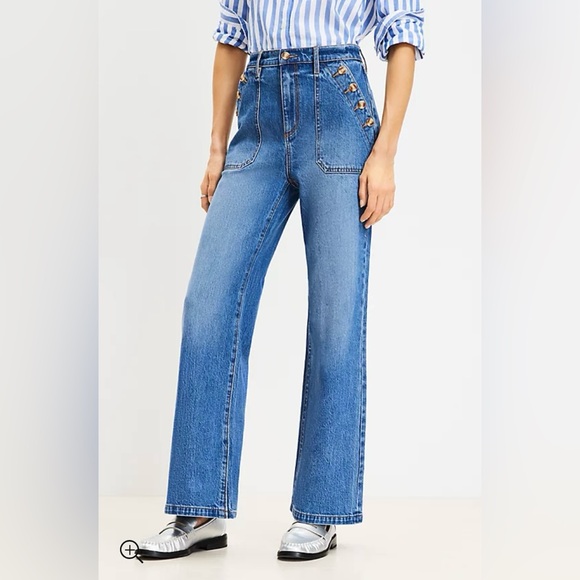 LOFT Denim - LOFT Curvy Mariner High Rise Wide Leg Jeans